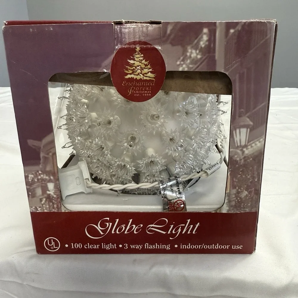 Vintage 2004 Globe Light White 3 Way‎ Flashing Enchanted Forest Christmas Works